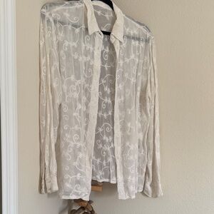 Together Sheer White Button Down Shirt